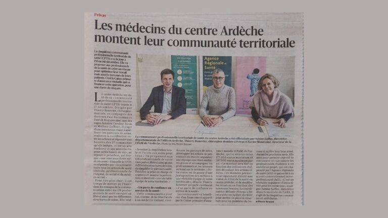 PRESSE, On parle de nous : « Les médecins du centre Ardèche montent leur communauté »