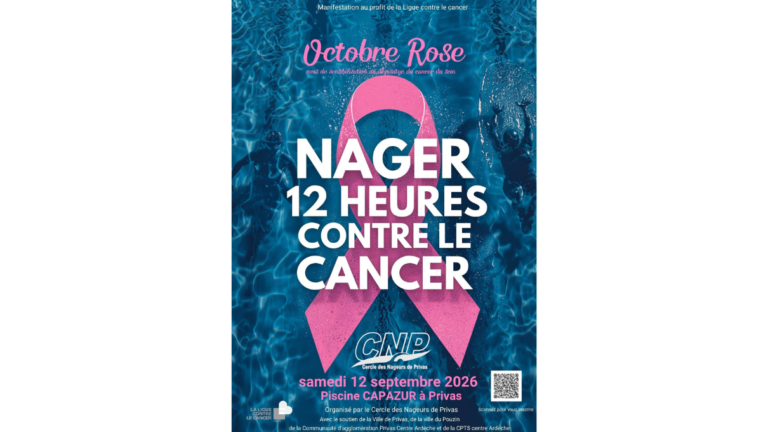 Nager 12 heures contre le cancer : la CPTS Centre Ardèche soutient l&rsquo;événement du 12 septembre